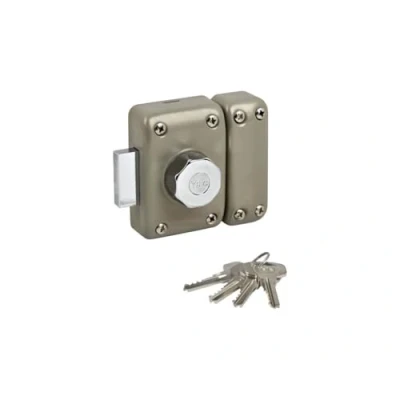 Afbeelding van Yale Deurslot knop/cilinder opening met knop binnen, buitensleutel cilinder diameter 23 mm, lengte 40 5 pennen YV25BT scheurbescherming 4 sleutels, beige