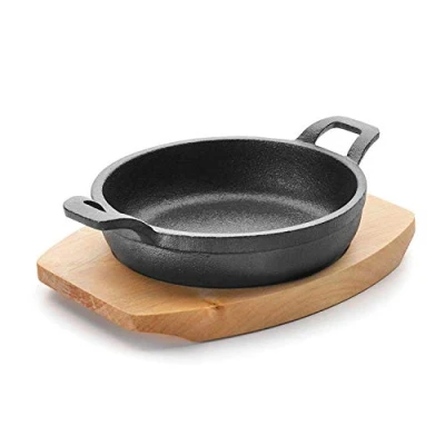 Afbeelding van Lacor Pan M/houtbakplaat Magma diameter, gietijzer, zwart, 12 cm