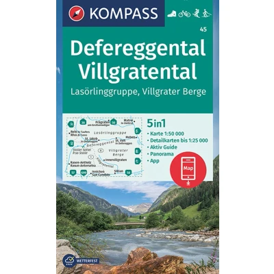 Afbeelding van Carta escursionistica Kom 45. Defereggental, Villgratental, Lasörlinggruppe, Villgrater Berge: 5in1 Wanderkarte mit Panorama, Aktiv Guide und ... Fahrradfahren. Skitouren. Langlaufen.