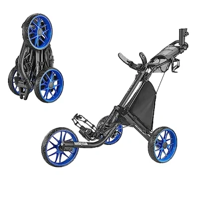 Afbeelding van Caddytek Unisex&#039;s CaddyLite V8 Blue EZ vouw 3 Wiel Golf Push Cart Versie 8, One Size
