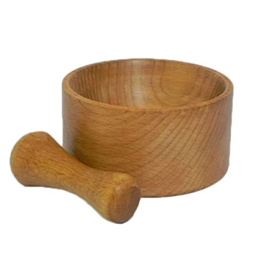 Afbeelding van Wooden World Houten vijzel met stamper voor kruiden en kruidenhakmolen