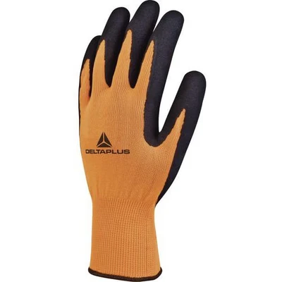 Afbeelding van Delta Plus DPVV733VL07 gebreide handschoen, polyester, latex schuimlaag op de handpalm, 7, Neonoranje zwart, 1