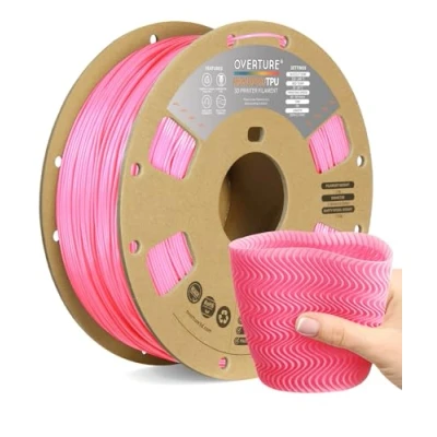 Afbeelding van OVERTURE TPU High Speed Filament 1.75mm Flexible 95A Roll, 3D Printer Filament,Dimensional Accuracy +/ 0.02 mm, Fit Most FDM Printer(HS Pink)