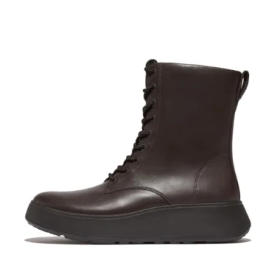 Afbeelding van Fitflop F Mode Leren Veterlaarzen voor dames, Chocolade Bruin, 38 EU