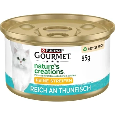 Afbeelding van PURINA GOURMET Nature&#039;s Creation nat kattenvoer in gelei natuurlijk, tonijn, verpakking van 12 (12 x 85 g)