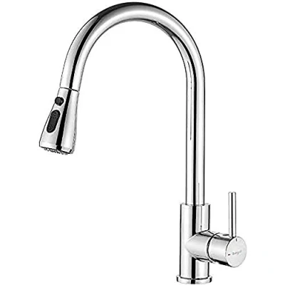 Afbeelding van Ibergrif M22136 Keukenkraan, 360 Roterende Keukenmengkraan Met Uittrekbare Sproeier, 3 Sproeistanden Spoelbakmixer, Roestvrij Staal, Zilver