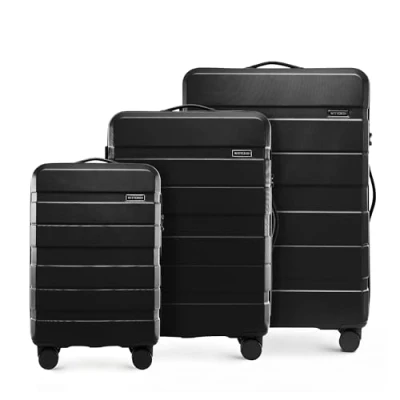 Afbeelding van WITTCHEN COMODO Line Harde Koffer Set 3 Stuks Bagage Trolley Lichtgewicht Transportkoffer met 4 Wielen Combinatieslot Zwart