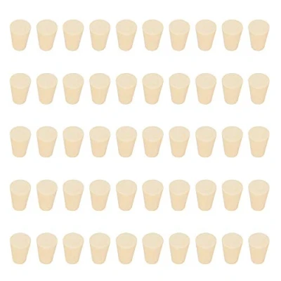 Afbeelding van stonylab Massieve Rubberen Dtoppers, (50 stuks) 000# Witte Taps Toelopende Afdichtingen Voor Laboratoriumafdichtingen