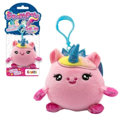 Afbeelding van SquishPets Keychain Galupy Rainbow Unicorn knuffeldier Daisy, eenhoorn pluche dier in een sleutelhanger, 6 cm, roze, Small, Fantaisie