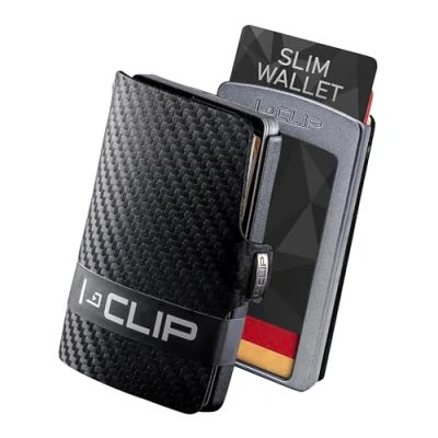 Afbeelding van I CLIP Original Mini Portemonnee met Geldclip Slanke Leren Premium Kaartetui Zilver Zwart