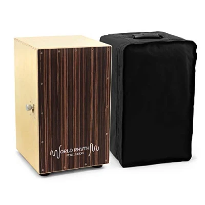 Afbeelding van World Rhythm CAJ2 NT Cajon Full Size met verstelbare Snare, Gewatteerde Gigbag en Kussen Zwart