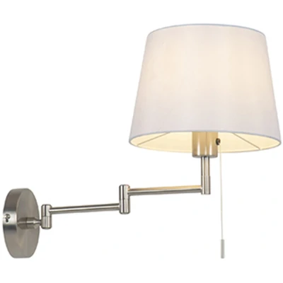 Afbeelding van QAZQA Wandlamp staal met witte kap en verstelbare arm Ladas Deluxe