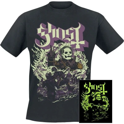 Afbeelding van Ghost FOG YK GITD T shirt zwart L Katoen Heren Band merch, Bands, Duurzaamheid