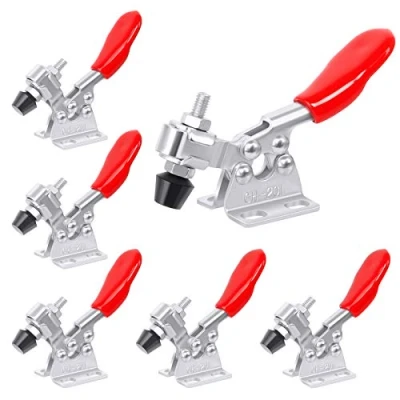 Afbeelding van Ledoo GH 201 Kniehendelspanners, snelspanners, horizontale toggle klem, inhoud 90 kg, verticale kniehendelspanner voor machinebediening, timmerwerk, 6 stuks
