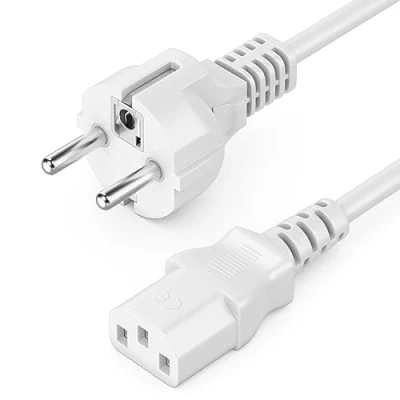 Afbeelding van deleyCON 5m Kabel voor Koude Apparaten Voedingskabel Stroomkabel Veiligheidsstekker Type F (CEE 7/4) Aansluiting C13 Bus PC Computer Monitor Printer Beamer Wit