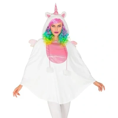 Afbeelding van Widmann Eenhoorn Kostuum Fabeltjesrijke Poncho Vrouw Wit / Beige One Size Carnavalskleding Verkleedkleding