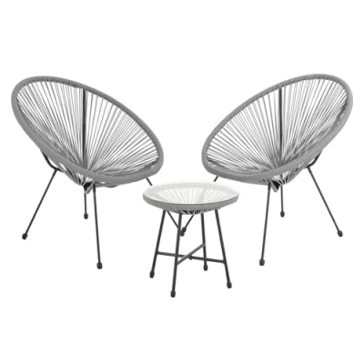 Afbeelding van SVITA BALI balkonmeubel 3 delig polyrotan loungeset balkonset grijs