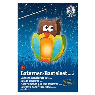 Afbeelding van Ursus 18700004 Lantaarns knutselset, uil 1, ca. 21,8 x 21 10,3 cm, diameter inclusief sjabloon met knutselhandleiding, om zelf vorm te geven, ideaal voor de volgende lantaarnloop