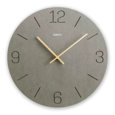 Afbeelding van Hama Wandklok Kreta met Gegraveerde Cijfers 30 cm MDF/Grijs/Goud