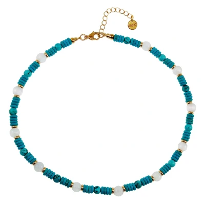 Afbeelding van 43cm tot 48cm Ketting Unisex Choker Verguld RVS Natuurlijke Turquoise Stenen Halsketting Verstelbaar