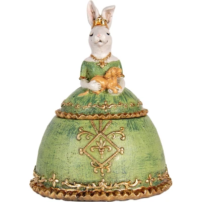 Afbeelding van Clayre &amp; Eef Sieradendoos Konijn 18x15x24 cm Beige Groen Kunststof