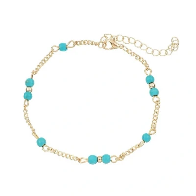 Afbeelding van Jomide Enkelbandje Boho Goudkleurig/Turquoise