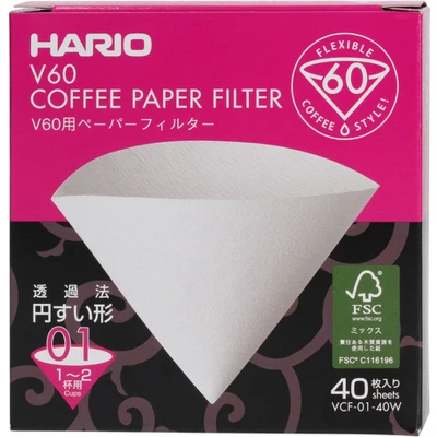 Afbeelding van Hario V60 Filters 01 White VCF 40W (40 stuks)
