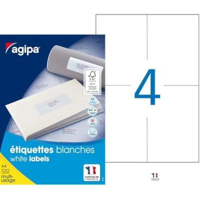 Afbeelding van agipa universele etiketten, 105 x 35 mm, wit, rechthoekig
