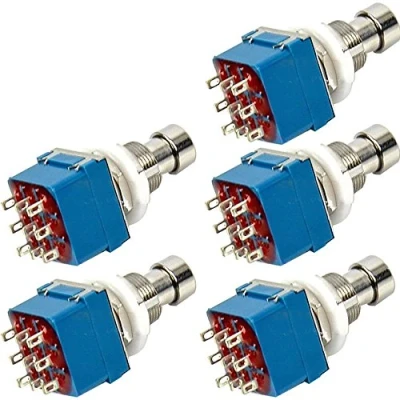 Afbeelding van Mintice™ 5 stuks 3PDT 9 polige box stamppen gitaar effect compartiment voetschakelaar True Bypass metaal blauw