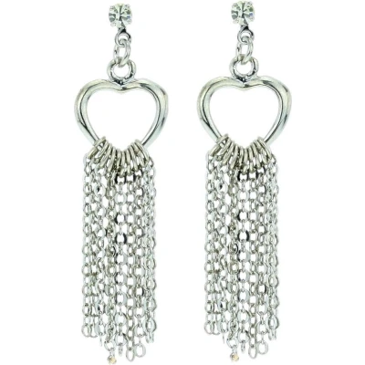 Afbeelding van Behave Dames oorbellen hartjes hanger zilver kleur