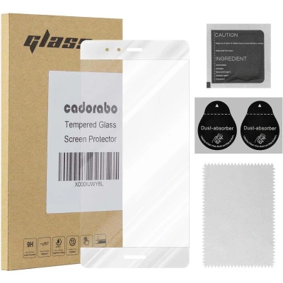 Afbeelding van Cadorabo Screenprotector geschikt voor Huawei P9 PLUS Volledig scherm pantserfolie Beschermfolie in TRANSPARANT met WIT Gehard (Tempered) display beschermglas 9H hardheid 3D Touch