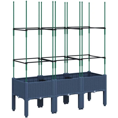 Afbeelding van Plantenbak met latwerk 120x40x142,5 cm polypropeen grijs