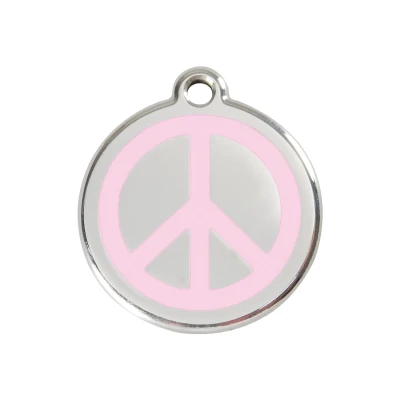 Afbeelding van Peace Pink roestvrijstalen hondenpenning medium/gemiddeld dia. 3 cm RedDingo