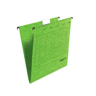 Afbeelding van Origineel Falken 25 stuks hangmappen UniReg. Made in Germany. Gemaakt van gerecycled karton voor DIN A4 open zijdig groen pak Blauwe Engel ideaal het losbladig klasseren