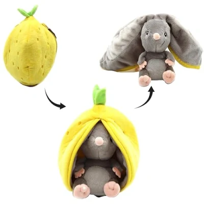 Afbeelding van Flipetz 2 in 1 Knuffel Rocket de Muis / Citroen 15 x 13 22 cm Les Déglingos