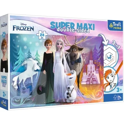 Afbeelding van PUZZEL 3 IN 1 FROXEN + KLEURPLAAT EN DOOLHOF