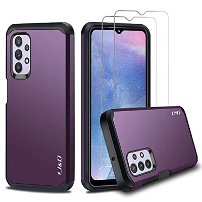 Afbeelding van J&amp;D Compatibel voor Samsung Galaxy A32 5G Hoesje, Heavy Duty Dubbellaagse Hybride Schokbestendige Robuuste Case Cover met 2 Pack Glazen Screenprotector 5G, Niet 4G