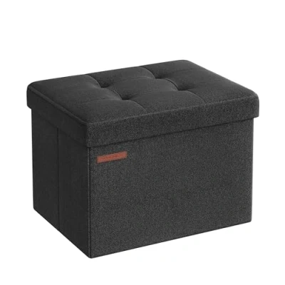 Afbeelding van SONGMICS 41 cm zitbank met opbergruimte, inklapbare zitkist, opbergdoos, voetenbank, basiszwart LSF102B01