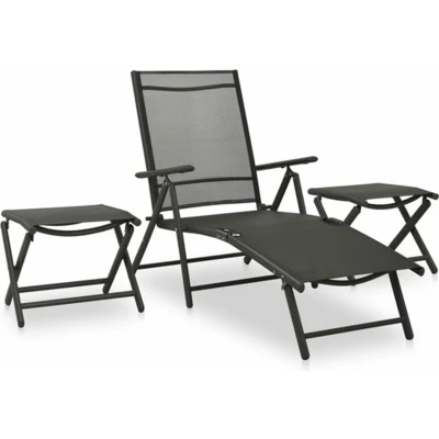 Afbeelding van 3 delige Loungeset textileen en aluminium zwart