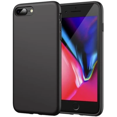 Afbeelding van JETech Siliconen Hoesje voor iPhone 7 Plus, 8 5,5 Inch, Zijdezachte Full Body Beschermhoes, Schokbestendige Case met Microvezel Voering (Zwart)