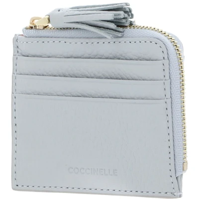 Afbeelding van COCCINELLE Leren kaarthoes Tassel Credit Card Holder Snow Lichtgrijs