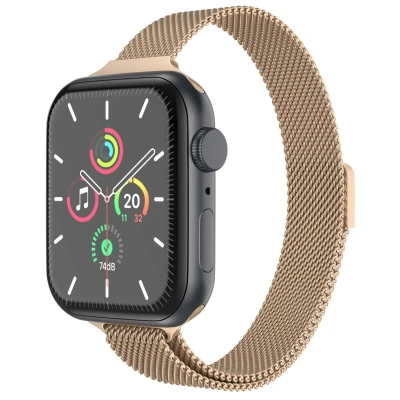 Afbeelding van Apple Watch bandje Milanees Goud Geschikt voor Series1/2/3/4/5/6/7/8/9/10/SE (38/40/41 mm) Series 10 (42