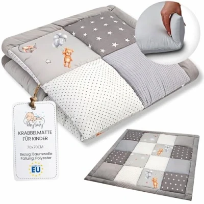 Afbeelding van Kruipdeken voor baby 70x70 cm dikke speelkleed speelmat en babymat zachte mat kinderen baby&#039;s grote patchworkdeken vloermatras kinderkamer Teddyberen