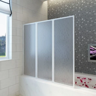 Afbeelding van Badscherm 3 panelen vouwbaar 141 x 132 cm