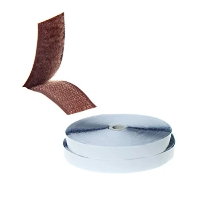 Afbeelding van TUKA 25 meter x 20mm Klittenband Zelfklevend (25 m Haakband &amp; Lusband), Extra Sterke Klittenbandsluiting, 20 mm Brede Haak Lus Band, Achterkant Klevende, Bruin, TKB5009 brown