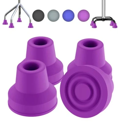 Afbeelding van supregear 4 Delige Quad Stoktip, Cane Tip Antislip Rubberen Riettip Extreme Grip Heavy Duty Stok Vervanging Voet voor 13 mm Standaard Diameter Wandel en Staande Stokaccessoire, Grijs