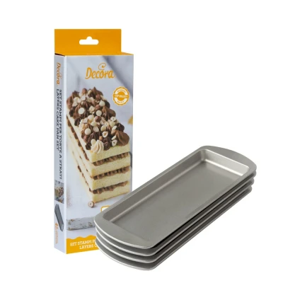 Afbeelding van Rechthoekige Bakvorm Lagen Cake 25,5x10,5x2(h)cm 4st.