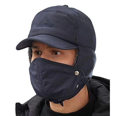 Afbeelding van Ultieme Winter Trapper Hoeden voor Mannen Warme Thermische Bont Bommenwerper Geïsoleerde Baseball Cap met Oor Flap Gezicht Cover Winddicht Sneeuwdicht Ushanka Trooper Hoed Ski