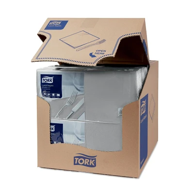 Afbeelding van Tork Lunchservet 33x33cm 2 laags 1/4 vouw Grijs 477205
