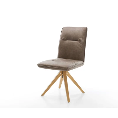 Afbeelding van Draaistoel Vinjo Flex houten frame hoekig taupe vintage 180 draaibaar